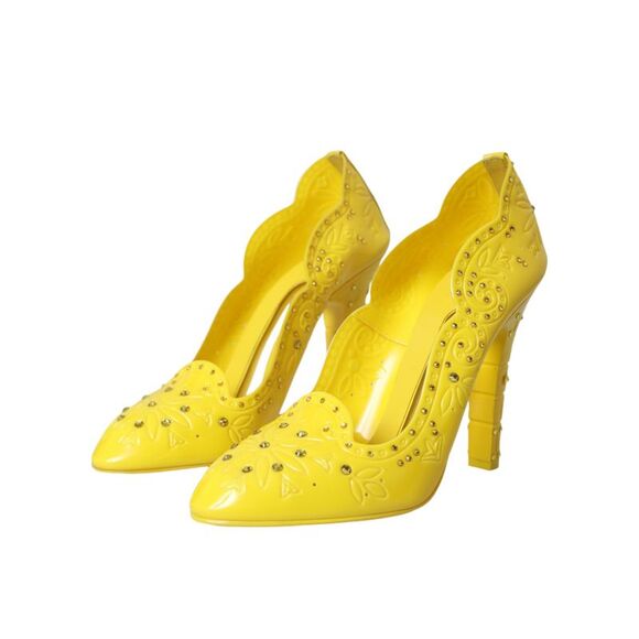 Dolce & Gabbana Floral Pumps Yellow Patent Leather Heels Women Yellow - Picture 3 of 6